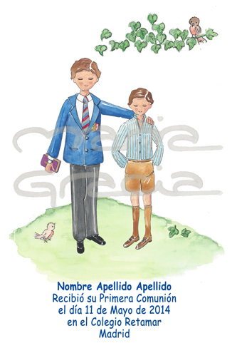 Recordatorio Comunión niño con hermano “Manuel y Antonio 3R”